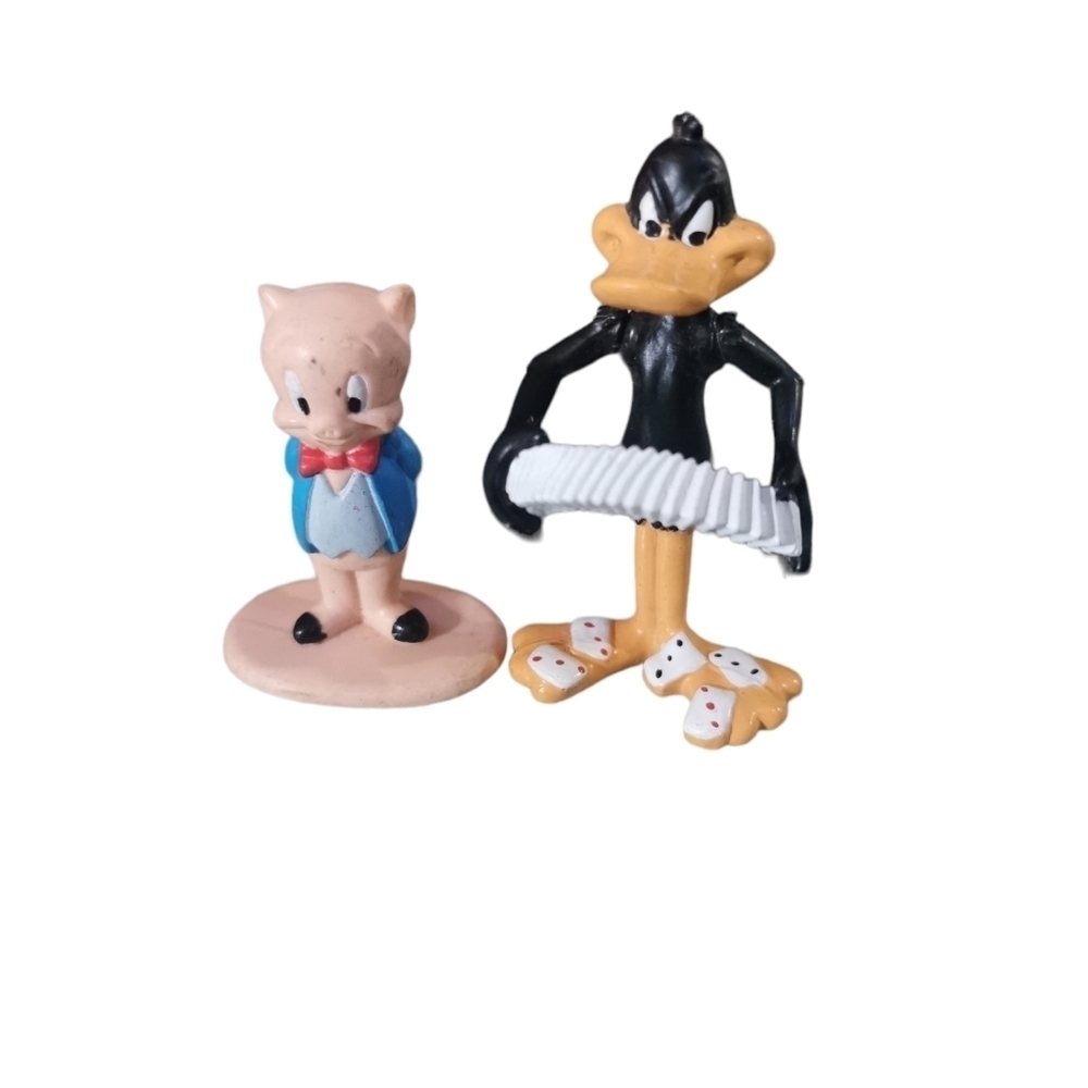 𝅺LOONEY Tunes figurines -1987 porkey pig and 1988 daffy duck
